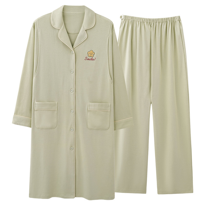 芬腾可安纯棉月子服孕妇待产裙长袖裤产后哺乳睡衣秋女款2026新款