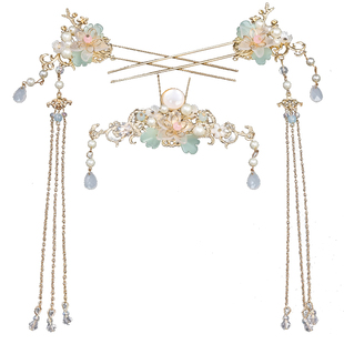 古装夹子头饰古风发夹儿童饰品汉服配饰女童发饰步摇流苏对夹发簪