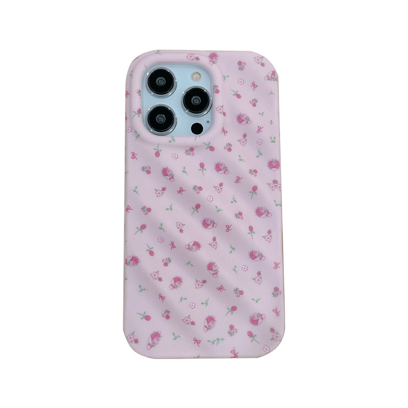 粉色小碎花草莓适用苹果16手机壳少女心iphone13promax新款15pro硅胶14pro女款12防摔11小众15全