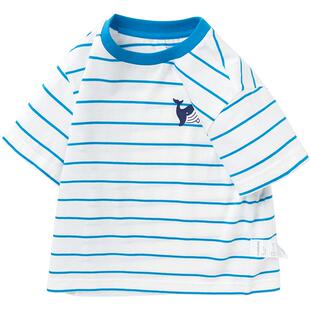 巴拉巴拉男童短袖T恤宝宝纯棉条纹打底衫夏季新款女童半袖上衣潮