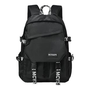 木村耀司背包女黑色电脑包双肩书包男生高中初中生原创小众大学生