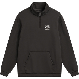 李宁加绒半拉链卫衣男女冬季新款情侣保暖上衣美式加厚宽松运动服