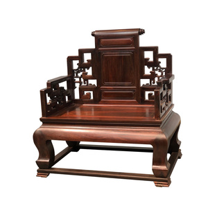 大红酸枝红木家具老料明式卷书大宝座休闲单人沙发会客宝座