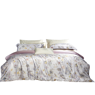 真丝桑蚕丝四件套轻奢床单高档活性印花被套天丝床上用品