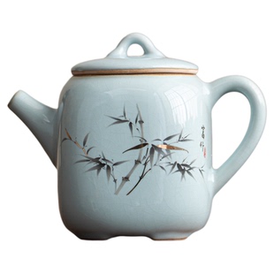 晨翔官窑富竹四方壶陶瓷过滤茶壶单个高档泡茶壶家用中式功夫茶具