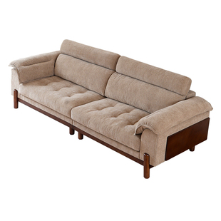 拉芙菲中古风雪尼尔布艺沙发可拆洗棉麻实木小户型原木风客厅沙发