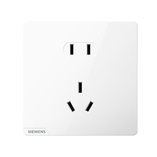 西门子开关插座皓彩米绒奶油白一开五孔USB电脑墙壁86型磨砂面板