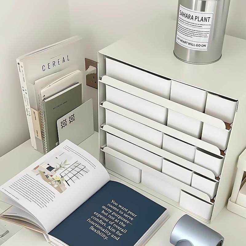 信封盘桌面收纳盒带盖防尘整理盒卧室收纳小盒子抽屉分类储物盒