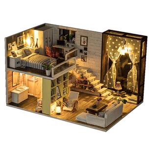 知我diy手工小屋子阁楼别墅迷你小房子模型拼装玩具屋生日礼物女