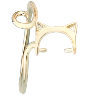 猫咪草莓晶戒指空托 转运珠粉水晶珍珠戒托 925纯银diy戒指女空托