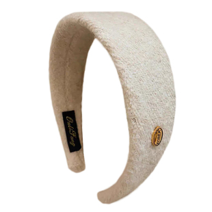 千金感白色毛呢宽边发箍女法式外出百搭高颅顶发卡小金标头箍发卡