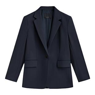 犀利哥高端MD女装 精纺羊毛通勤西装外套 蓝色职场高级感西服上衣