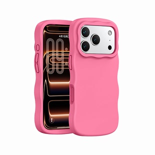 马卡龙波浪边适用于iPhone17ProMax手机壳液态硅胶苹果17肤感纯色防滑16promax抗指纹大孔16包相机键全包防摔