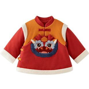 微狮牧尼婴儿拜年服冬季加棉上衣宝宝过年拜年衣服新中式喜庆冬装