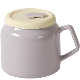 川岛屋奶油风杯子陶瓷带盖吸管马克杯女生高颜值家用办公室喝水杯