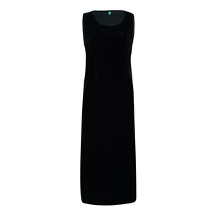 嘉莉* 三重门真丝绒中式背心连衣裙日常中国风黑色经典百搭长款女