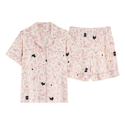 2026新款夏季100%纯棉睡衣女卡通甜美少女开衫短袖短裤家居服套装