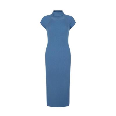 旗袍感高领短袖针织打底连衣裙