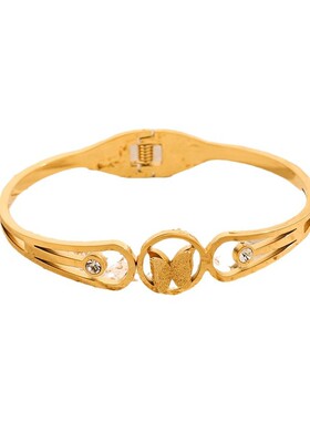 韩版钛钢蝴蝶镶钻开口手镯女