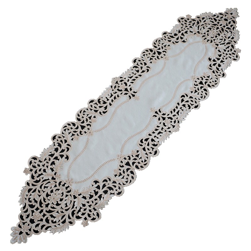 外贸新中式美式欧式布艺刺绣桌旗流苏餐桌布茶几巾台布电视柜盖巾