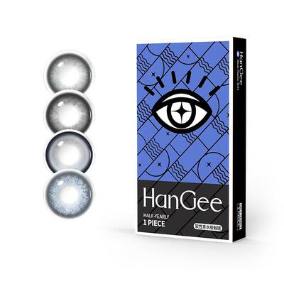 HanGee泪眼芭比蓝混血款美瞳半年抛大直径隐形眼镜年抛正品官网蓝