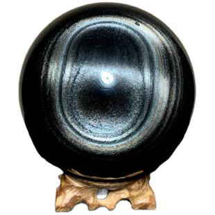 水玉冰魄天然银曜石球摆件黑曜石水晶球家居办公光彩灵动实物大号