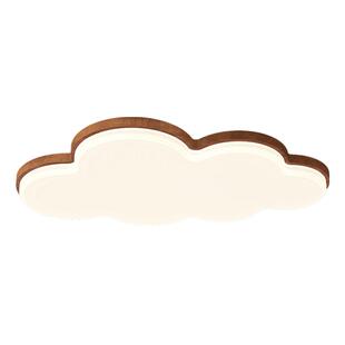 箭牌原木风云朵吸顶灯现代简约灯具胡桃木色儿童房间灯护眼卧室灯