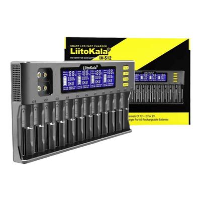 Liitokala12槽18650充电器26650锂电池21700镍氢1.2VAAA铁锂通用