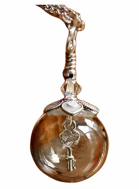 925纯银心形钥匙玻璃泡泡项链