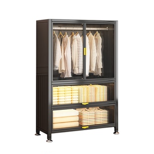 简易衣柜家用卧室出租房用金属衣架收纳柜落地置物架儿童衣橱柜子