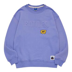 Battles 秋冬压印logo抓绒圆领刺绣卫衣男宽松套头休闲外套