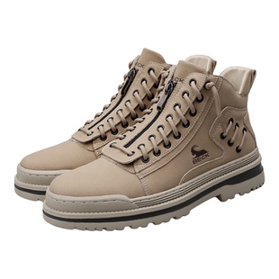 公羊马丁靴男款2025冬季新款英伦风高帮皮鞋厚底增高耐磨工装靴子