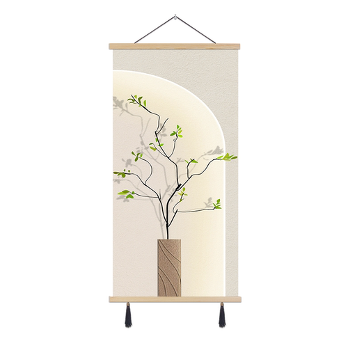 现代简约绿意时光装饰画轻奢走廊挂画奶油风小清新客厅玄关卧室画