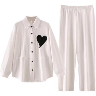 睡衣女春秋款纯棉长袖简约白色高级感可外穿出门家居服春夏季套装