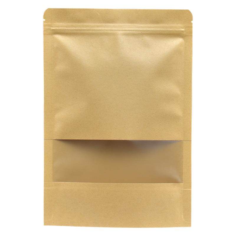 茶叶包装袋牛皮纸自封袋半斤一斤绿茶密封袋二两红茶开窗袋封口袋