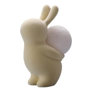 兔子小夜灯床头氛围感装饰品摆件儿童卧室催眠月球灯新人新婚礼物