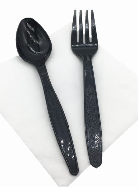 一次性套装塑料黑色勺叉环保餐具