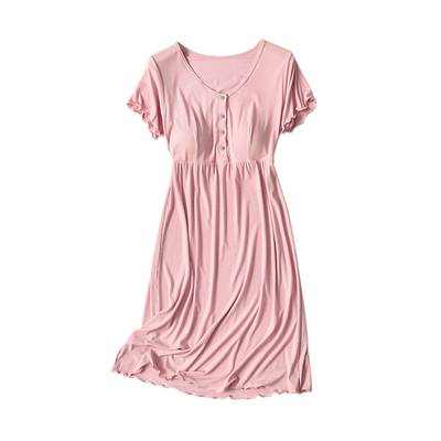 哺乳睡裙夏季薄款短袖喂奶连衣裙