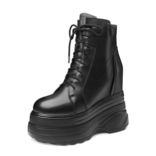 超高跟马丁靴2025秋冬新款加绒厚底坡跟14cm内增高女鞋恨天高短靴