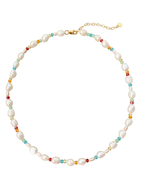 CHICWANG巴洛克珍珠彩色串珠项链