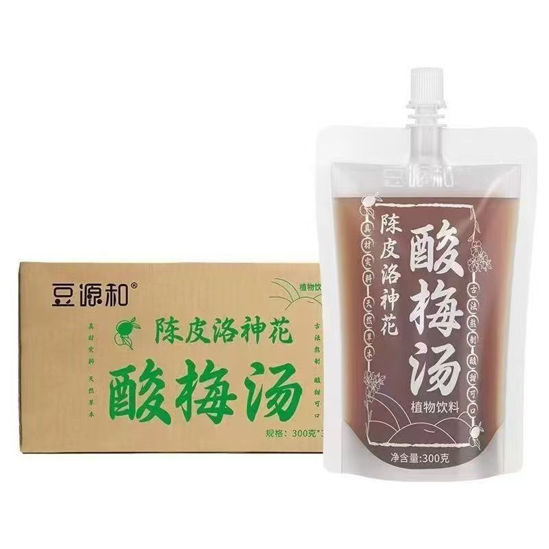 7月新货】豆源和陈皮洛神花酸梅汤300g*4袋植物饮料低糖低脂饮料