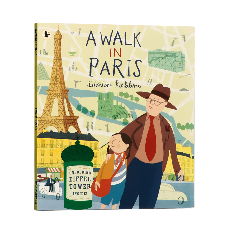 和家人一起逛巴黎 英文原版绘本 A Walk in Paris 城市旅行人文地理启蒙 祖孙游历巴黎地标 亲子共读英语启蒙图画故事书 法式手绘