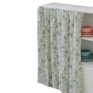 免打孔遮挡帘定制ins风鞋柜防尘帘滑轨家用布艺门帘橱柜遮丑拉帘