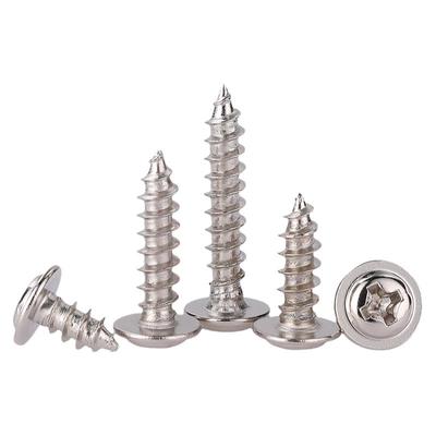 PWA铁镀镍圆头十字带垫自攻螺丝