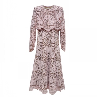 粉色蕾丝大裙摆无袖连衣裙高级感开衫上衣大方得体穿搭两件套洋装