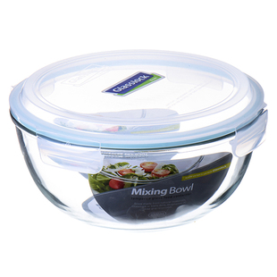 Glasslock韩国进口耐热钢化玻璃沙拉碗 带盖汤碗大容量密封保鲜盒