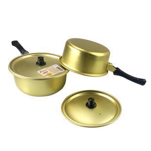 韩式单把手拉面锅韩剧泡面黄铝锅家用汤锅网红速热泡面小食堂餐具