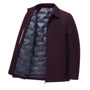 爸爸冬装可拆卸内胆羽绒服夹克男短款中年男装红色婚礼服上衣外套