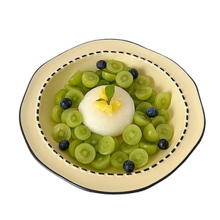 穆尼 ins漫画风餐具奶油色水果盘子深盘沙拉意面盘家用碗菜盘碟子