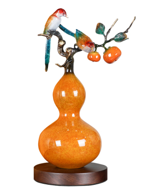 新中式客厅酒柜玄关铜葫芦摆件